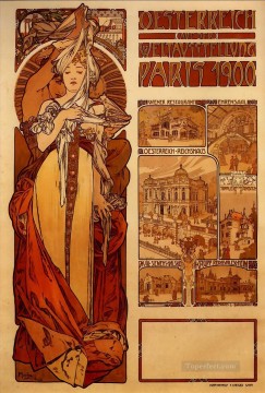  distinct Art Painting - Austria 1899 Czech Art Nouveau distinct Alphonse Mucha
